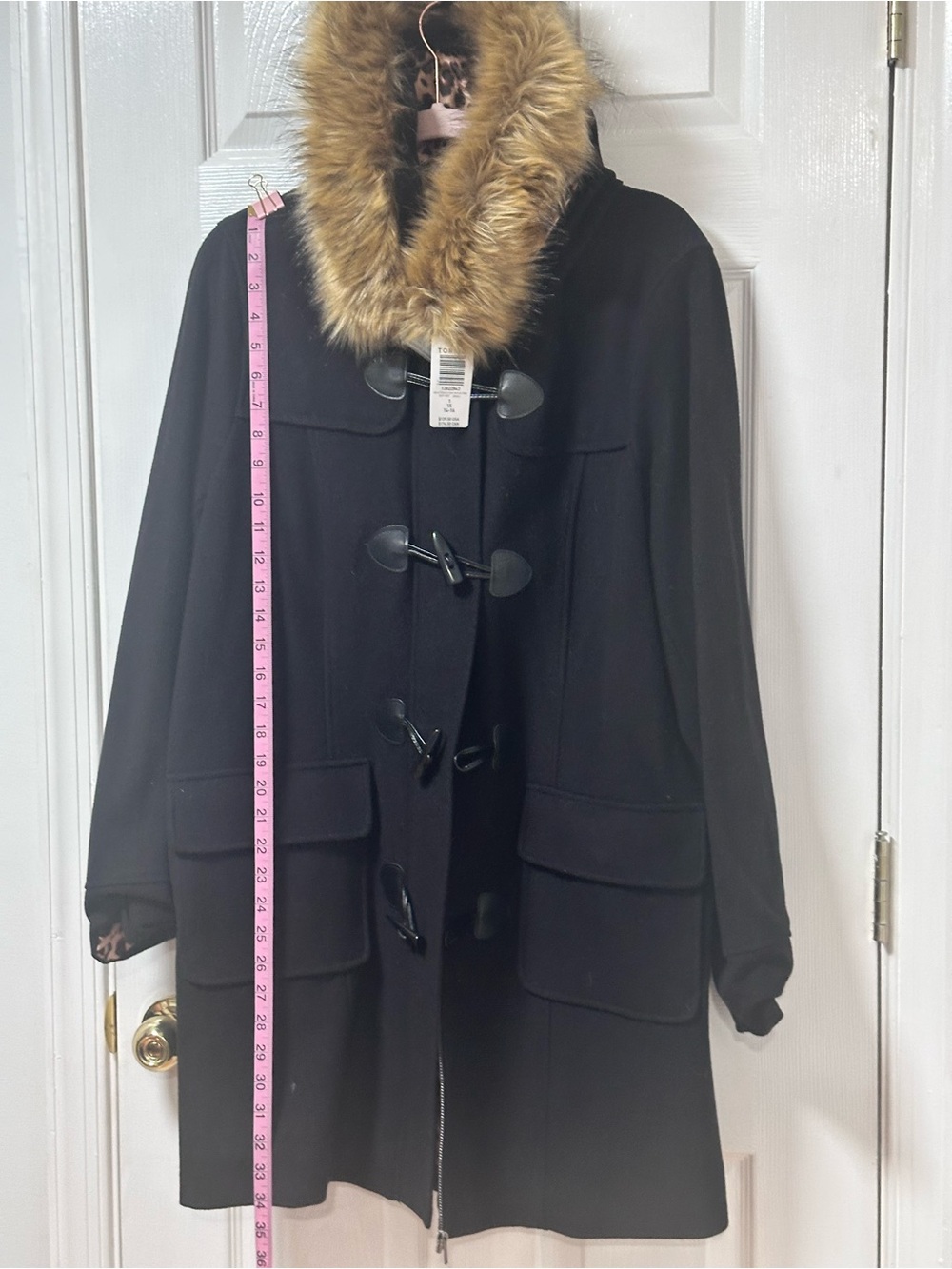torrid Black Pea Coat with Faux Fur Trim Hood